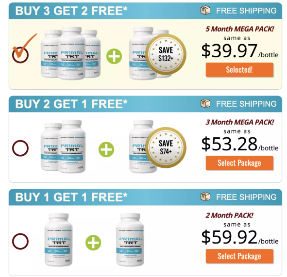 Primal TRT 6 bottles